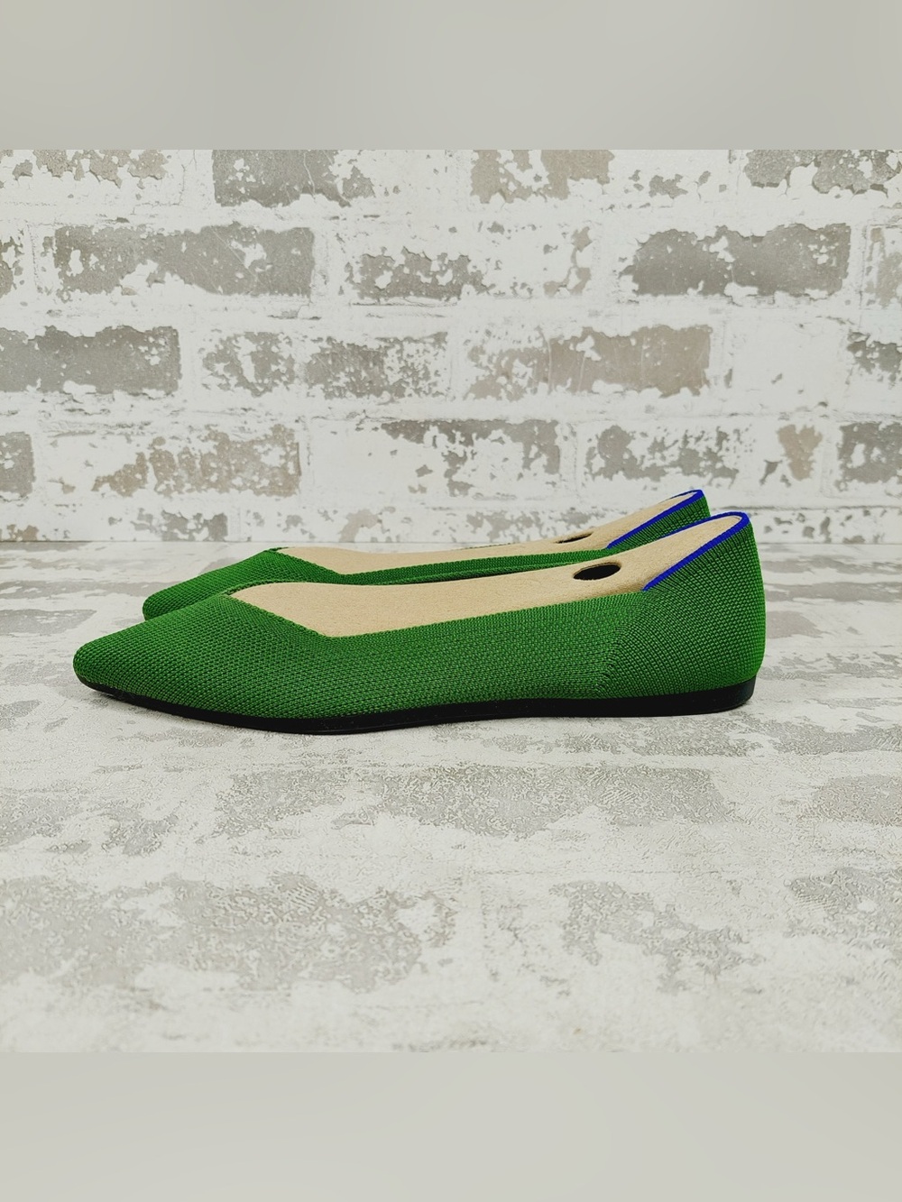 NEW Rothy's The Flat Green Knit Pointy Toe Slip On Comfy Loafers E962